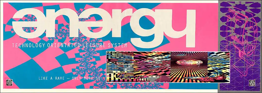 90s fractal rave flyer - Energy - Technology Orientated Leisure System, (Secret venue). 6 April 1991.
