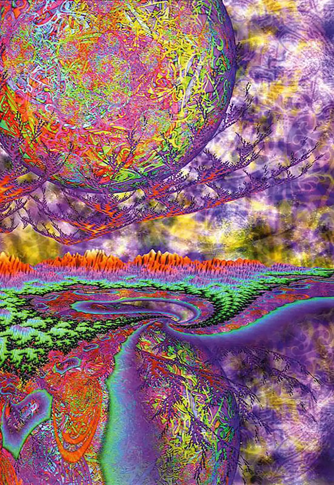 90s fractal rave flyer - Pendragon at the Theatre Warehouse Factory. Dalston London. 31 December 1999 (Back)