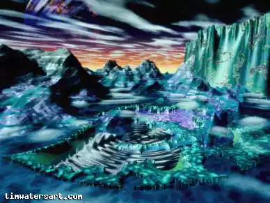 Fractal rayscape-mandel-lake - Art by Tim Waters
