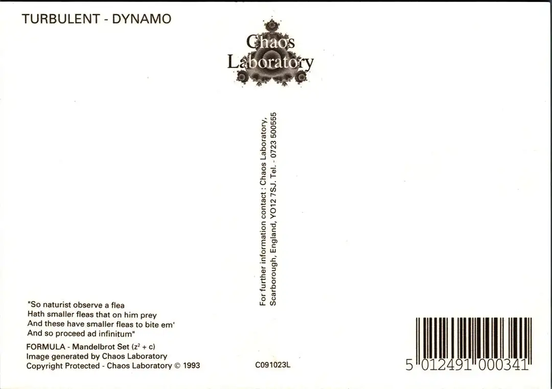 Fractal postcard back by Tim Waters