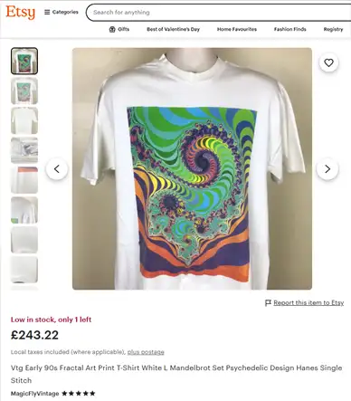 Vintage t-shirt printed with the fractal design